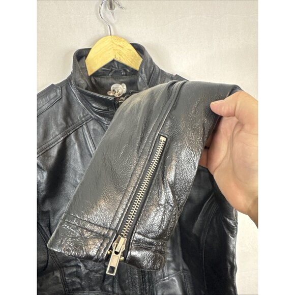 Dodge Leather Jacket Black Choko Platinum 3 Seasons Men M Racer - Picture 3 of 8